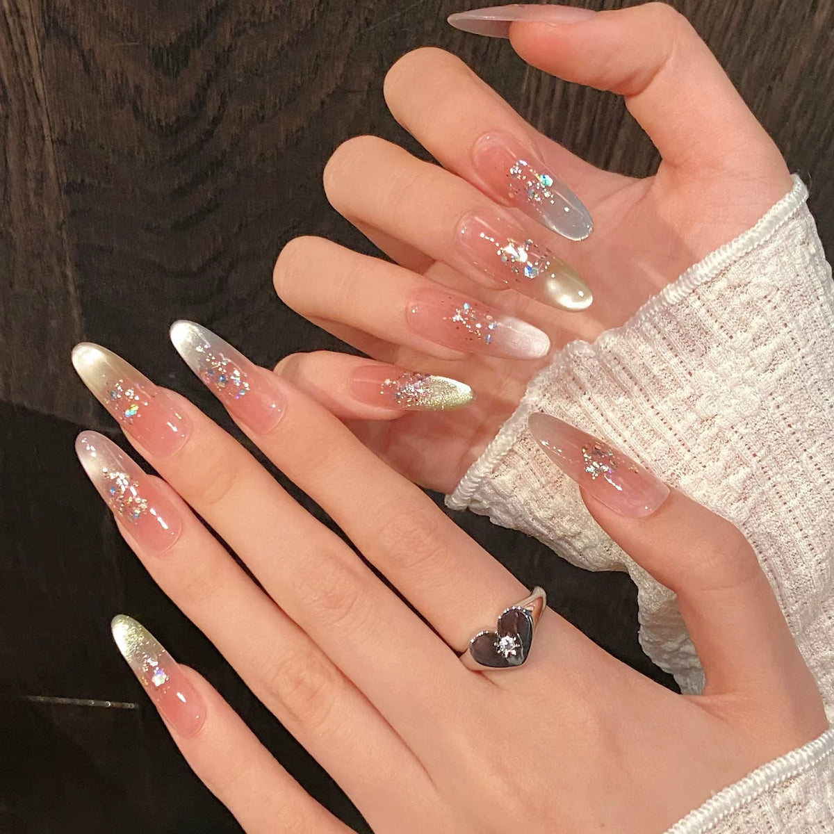 Regal & Reckless Pink Cat’s Eye Press-On Nails – Butterfly French Design (10pcs)
