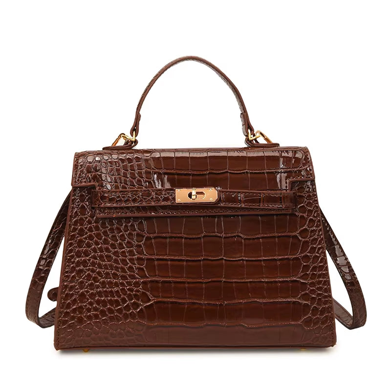 Not Your Birkin, Babe: Luxury Croc-Embossed Bag with Vintage Flair & All the Space You Need