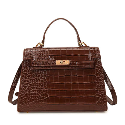 Not Your Birkin, Babe: Luxury Croc-Embossed Bag with Vintage Flair & All the Space You Need