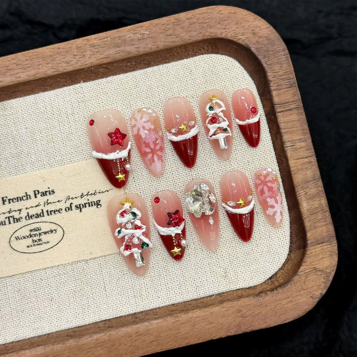 Regal & Reckless Red Velvet Holiday Nails – Handmade Almond Press-On Set