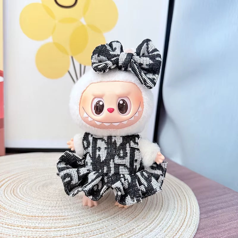 Luxury Labubu Doll Clothes Set – Mini Idol Dress with Bow Headband & Accessories