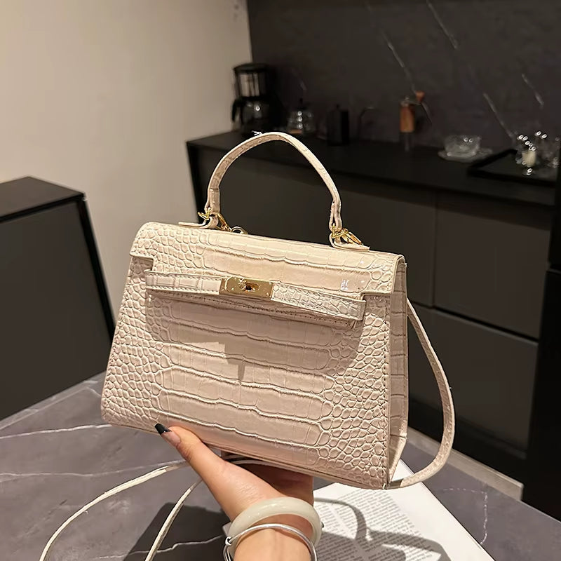 Not Your Birkin, Babe: Luxury Croc-Embossed Bag with Vintage Flair & All the Space You Need