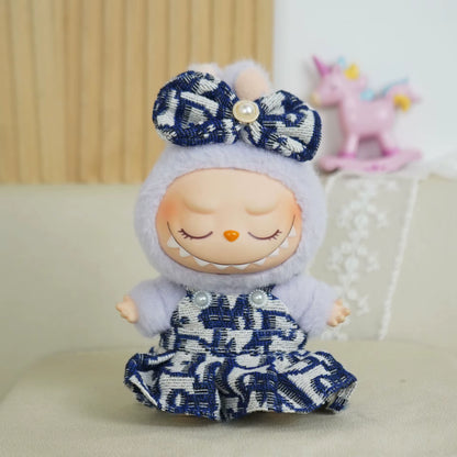 Luxury Labubu Doll Clothes Set – Mini Idol Dress with Bow Headband & Accessories