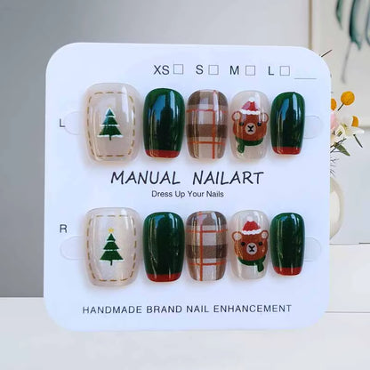 Regal & Reckless Sweet Christmas Press-On Nails – 10pcs  Snowman & Tree