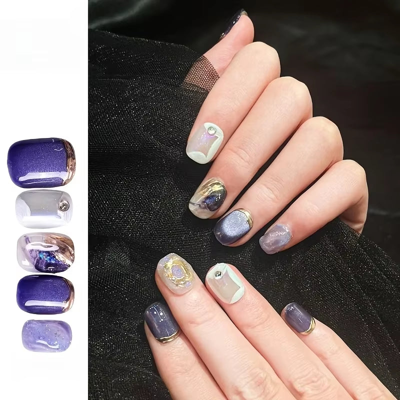 Regal & Reckless Dreamscape Blue Nails – Glossy Short Press-On Collection