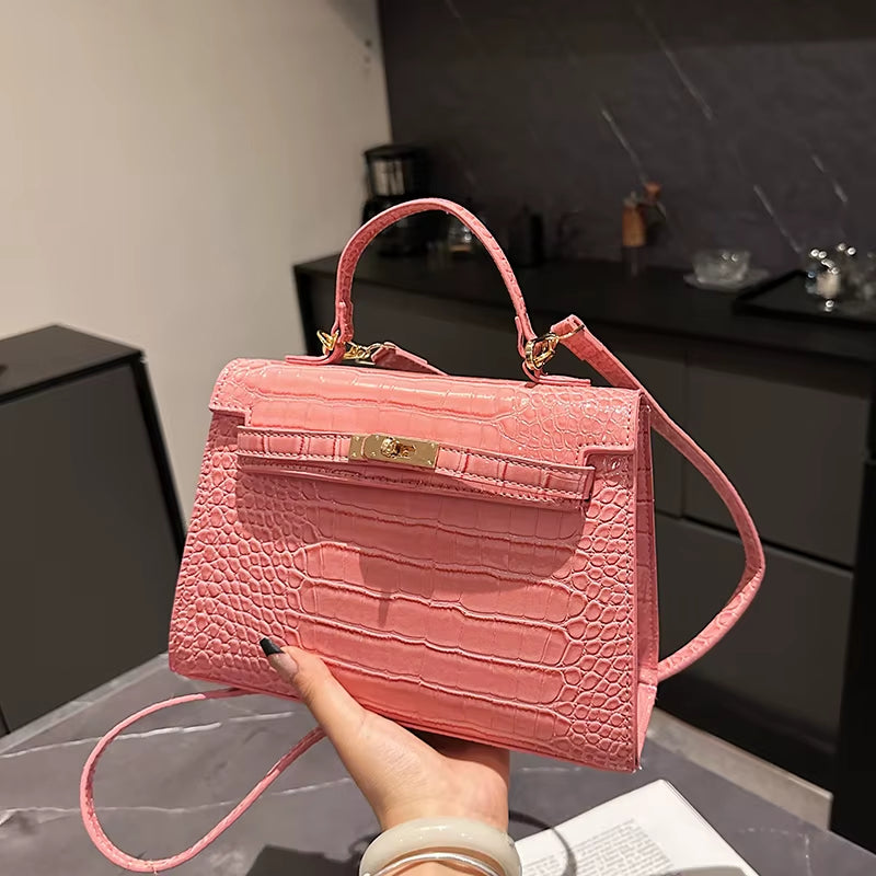 Not Your Birkin, Babe: Luxury Croc-Embossed Bag with Vintage Flair & All the Space You Need