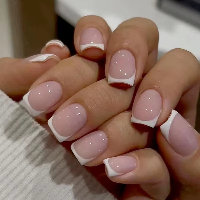 24Pcs Matte Orange French Press-On Nails – Mid-Length Full-Cover Fake Nails, Wearable Artificial Nail Tips for Manicure