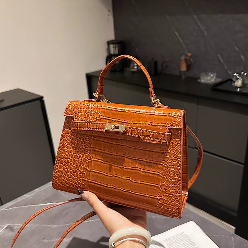 Not Your Birkin, Babe: Luxury Croc-Embossed Bag with Vintage Flair & All the Space You Need