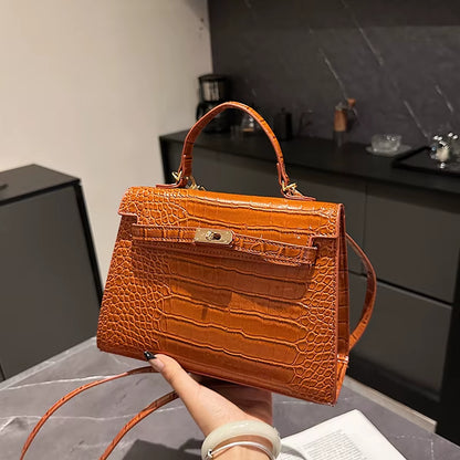 Not Your Birkin, Babe: Luxury Croc-Embossed Bag with Vintage Flair & All the Space You Need
