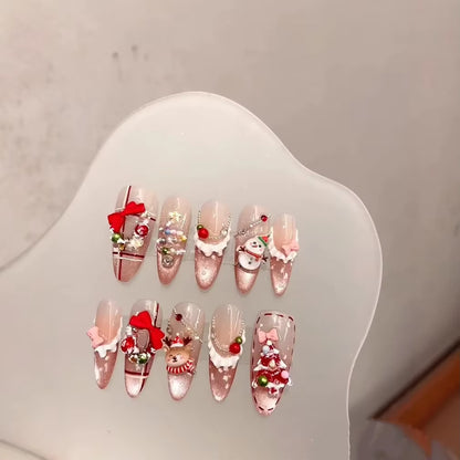Regal & Reckless Sweet Festive Press-On Nails – French Tips with Holiday Motifs