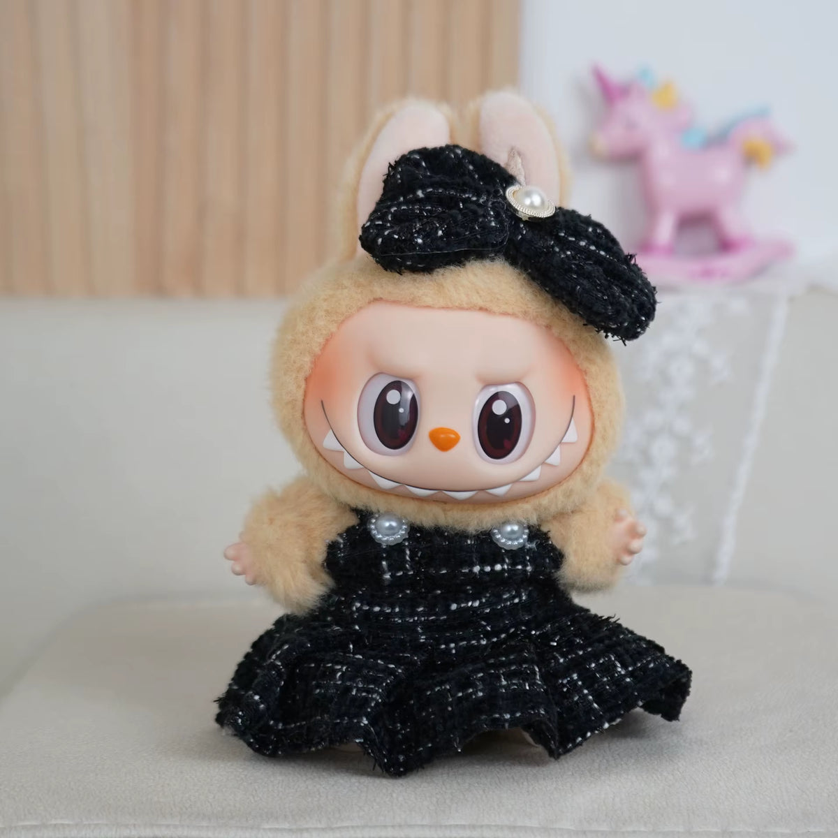 Luxury Labubu Doll Clothes Set – Mini Idol Dress with Bow Headband & Accessories