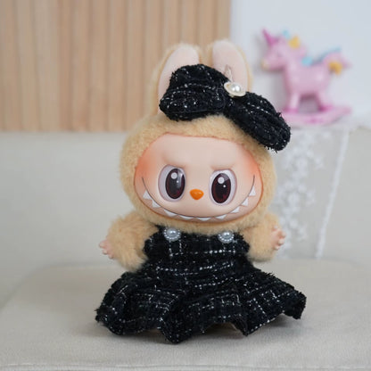 Luxury Labubu Doll Clothes Set – Mini Idol Dress with Bow Headband & Accessories