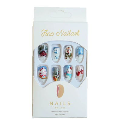 Regal & Reckless Festive Almond Press-On Nails – Santa, Snowman & Tree Set (24pcs)