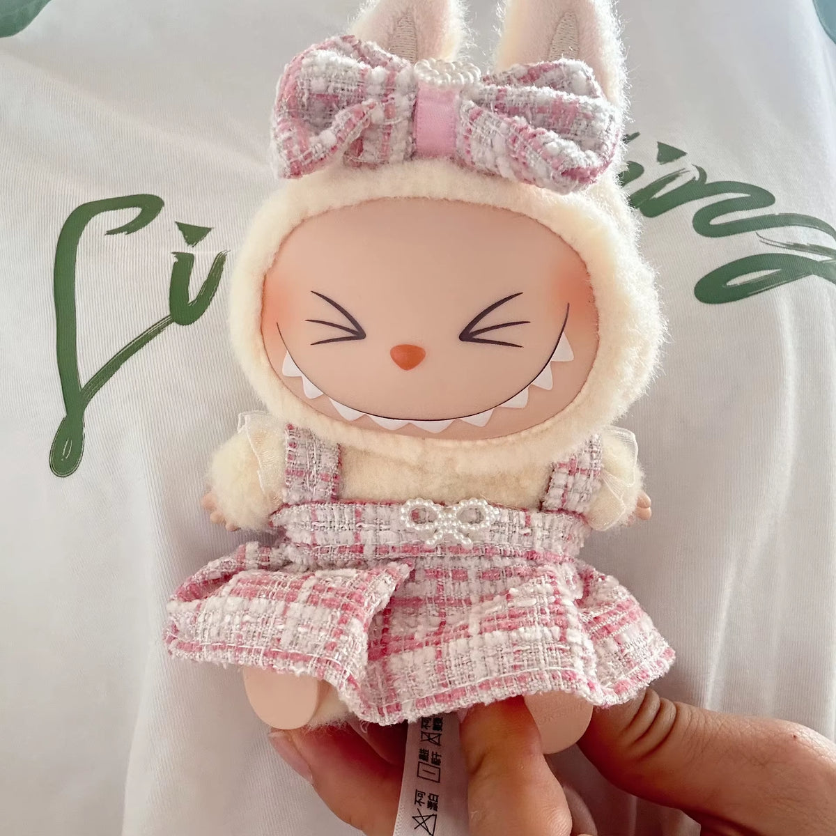 Luxury Labubu Doll Clothes Set – Mini Idol Dress with Bow Headband & Accessories