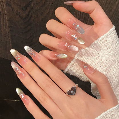 Regal & Reckless Pink Cat’s Eye Press-On Nails – Butterfly French Design (10pcs)