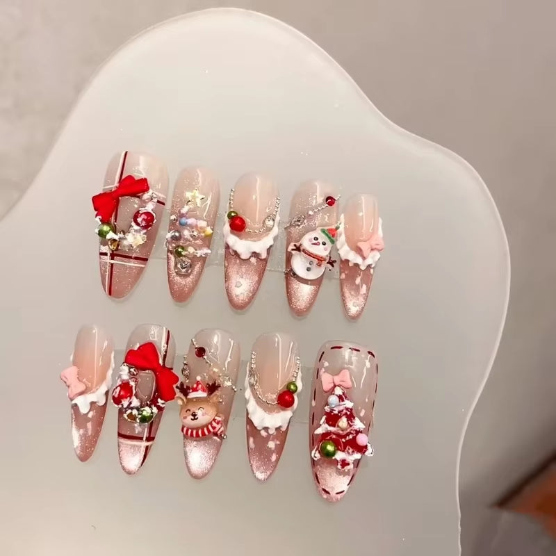 Regal & Reckless Sweet Festive Press-On Nails – French Tips with Holiday Motifs