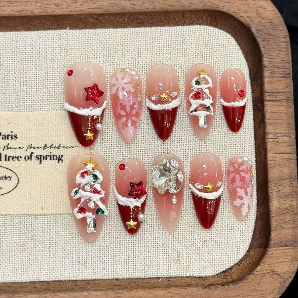 Regal & Reckless Red Velvet Holiday Nails – Handmade Almond Press-On Set