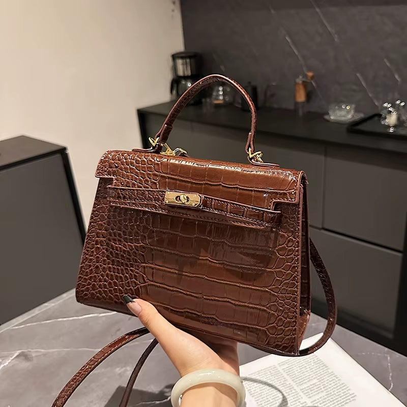 Not Your Birkin, Babe: Luxury Croc-Embossed Bag with Vintage Flair & All the Space You Need