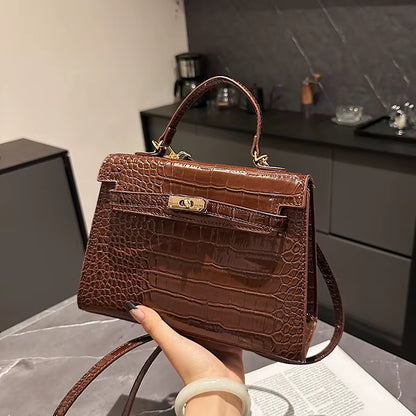 Not Your Birkin, Babe: Luxury Croc-Embossed Bag with Vintage Flair & All the Space You Need