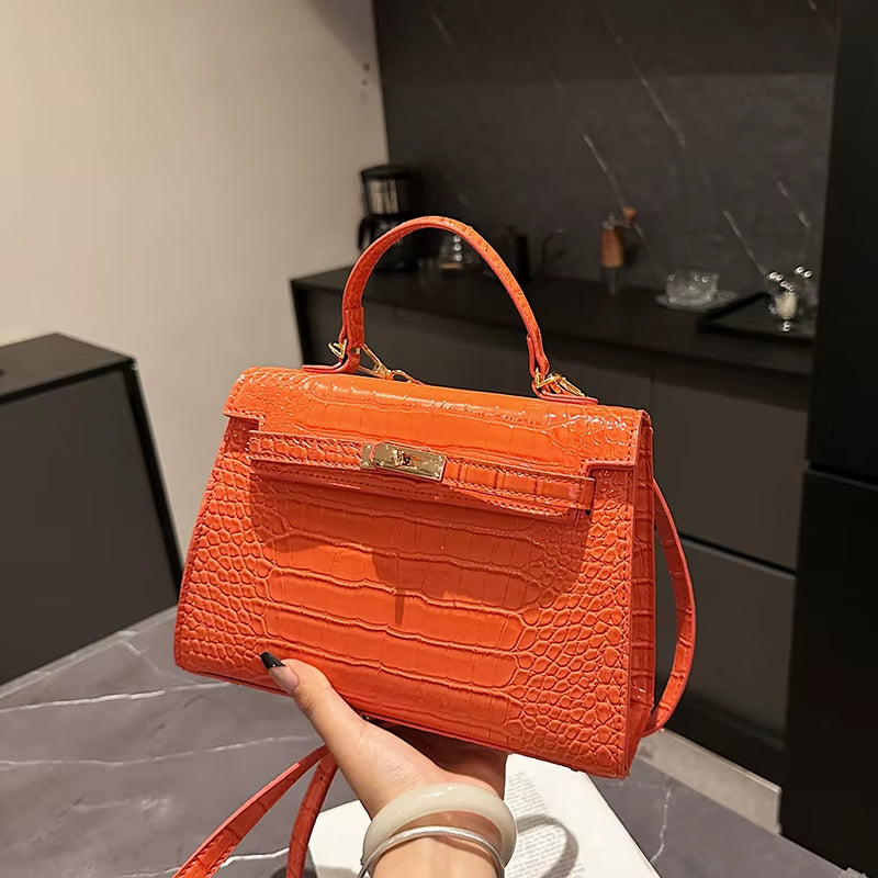Not Your Birkin, Babe: Luxury Croc-Embossed Bag with Vintage Flair & All the Space You Need