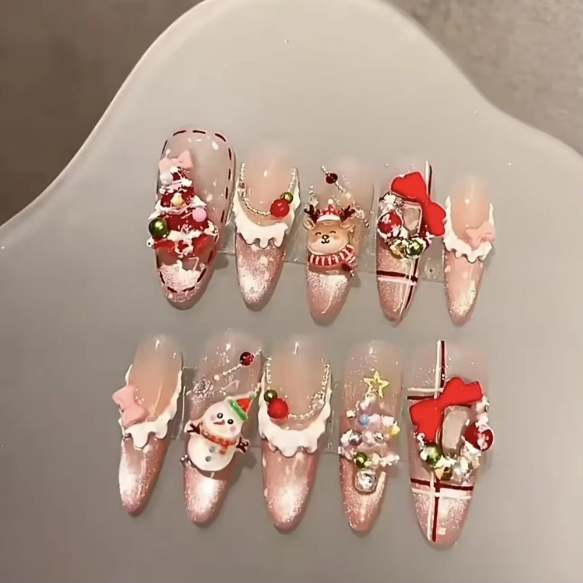 Regal & Reckless Sweet Festive Press-On Nails – French Tips with Holiday Motifs