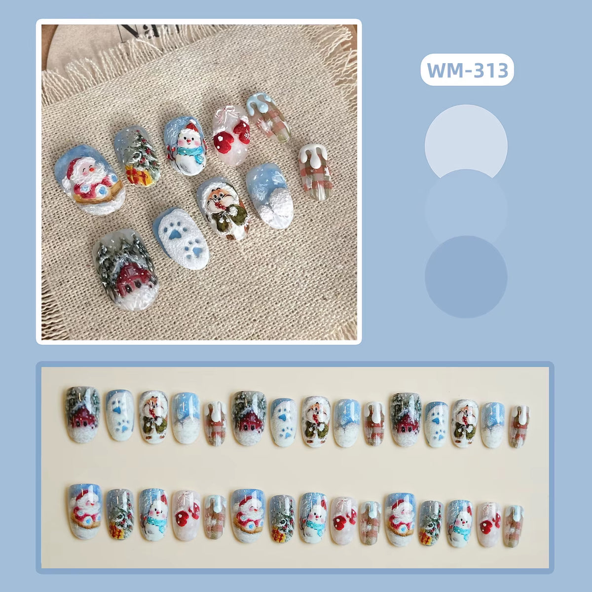 Regal & Reckless Festive Almond Press-On Nails – Santa, Snowman & Tree Set (24pcs)