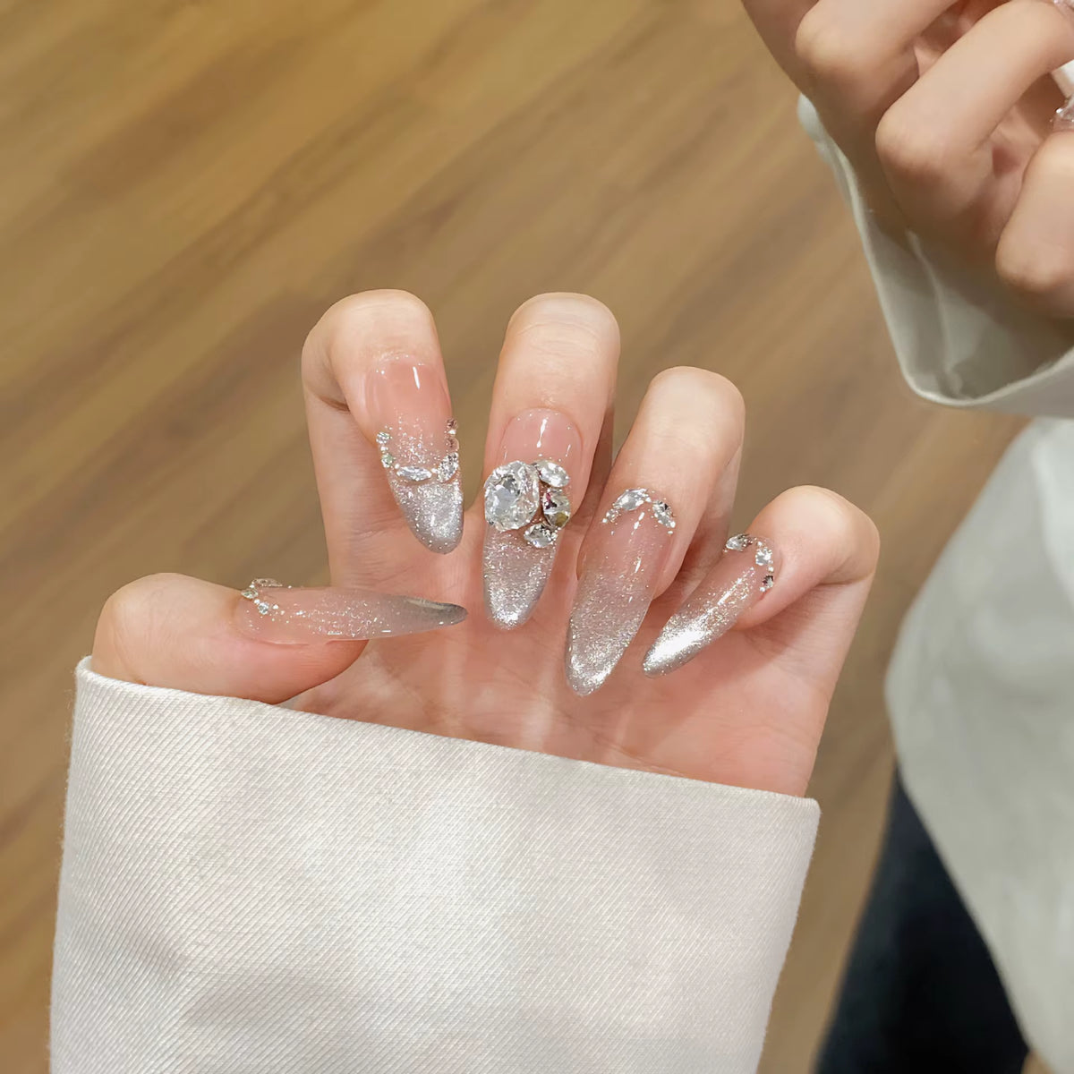 Regal & Reckless Pink Cat’s Eye Press-On Nails – Butterfly French Design (10pcs)