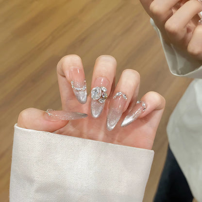 Regal & Reckless Pink Cat’s Eye Press-On Nails – Butterfly French Design (10pcs)