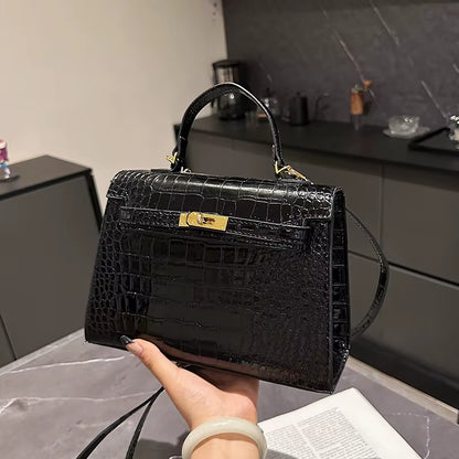 Not Your Birkin, Babe: Luxury Croc-Embossed Bag with Vintage Flair & All the Space You Need