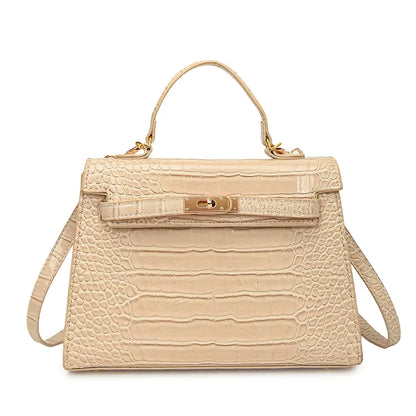 Not Your Birkin, Babe: Luxury Croc-Embossed Bag with Vintage Flair & All the Space You Need