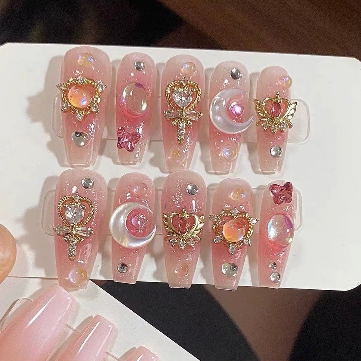 10Pcs Handmade Eye Monster Press-On Nails – Full Cover Wearable Fake Nails for Fun Manicure