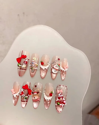 Regal & Reckless Sweet Festive Press-On Nails – French Tips with Holiday Motifs