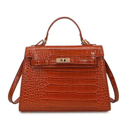 Not Your Birkin, Babe: Luxury Croc-Embossed Bag with Vintage Flair & All the Space You Need