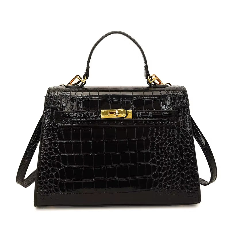 Not Your Birkin, Babe: Luxury Croc-Embossed Bag with Vintage Flair & All the Space You Need