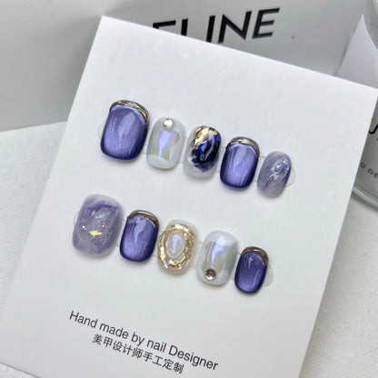 Regal & Reckless Dreamscape Blue Nails – Glossy Short Press-On Collection